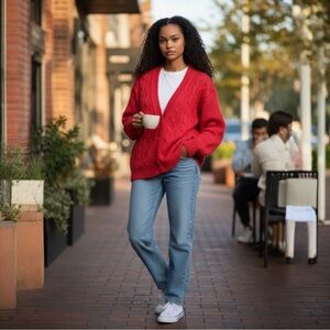 Vintage LAURICE  Mohair Blend Sweater Cardigan in Raspberry Size Small